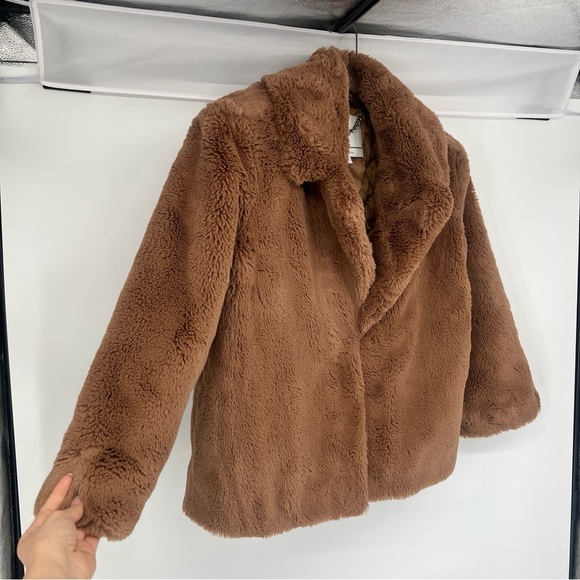 Eaves Cash Brown Faux Fur Classic Collared Formal Teddy Coat Medium - Picture 3 of 10